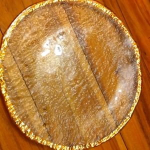 Beautiful 14'' textured glass decorative plate/platter
